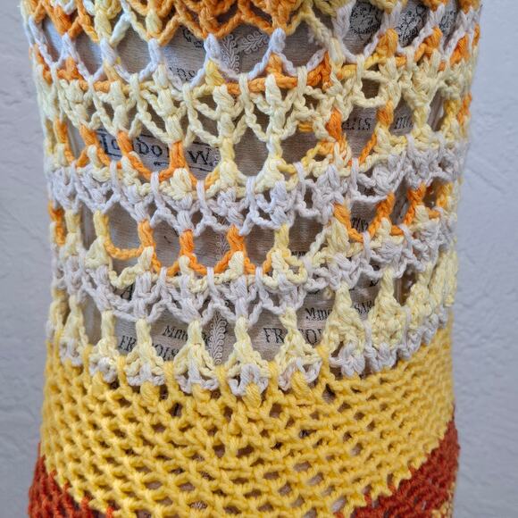 Handmade Crochet Multicolor Granny Square Knit Short Sleeve Shirt - Picture 4 of 10